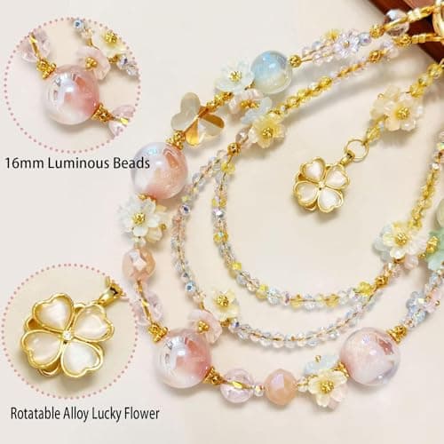 TIANTAIYUE Beaded Phone Charm Strap for Women, Aesthetic Crystal Glass & Pearl Wrist Lanyards, Universal Anti-Lost Detachable Cell Phone Chain for Smartphone Case, Camera, Keys, Gift for Her - Thumbnail 3