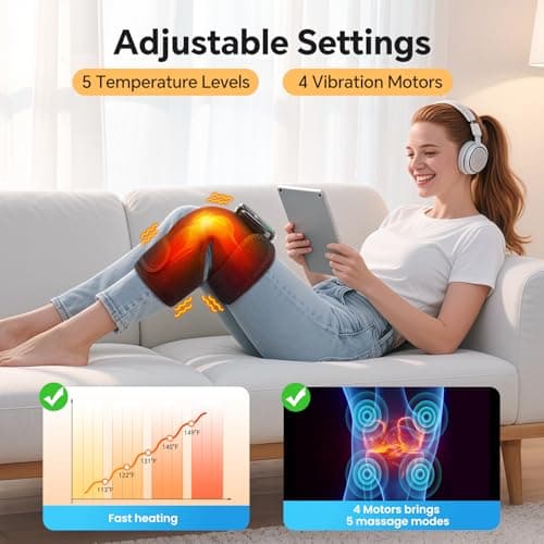 Cordless Knee Massager, FSA Eligible Items, Knee Heating Pad for Pain Relief, Arthritis, Joint Support - Heated Knee Brace for Elbow Shoulder, HSA Approved Products Only - Thumbnail 6
