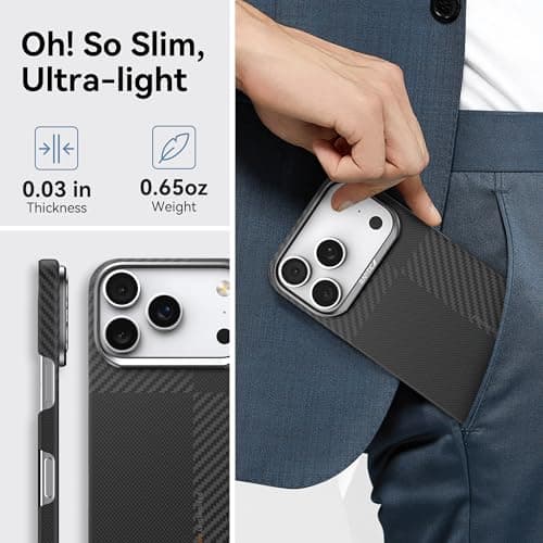 RAPTIC 2025 for iPhone 17 Pro Max 6.9 inch, Compatible with MagSafe, Non-Slip & Ultra Slim Light Case for 17 Pro Max with Caseless Feeling, 1500D Aramid Fiber Textures, [Tactile Woven-Mondrian] - Thumbnail 6