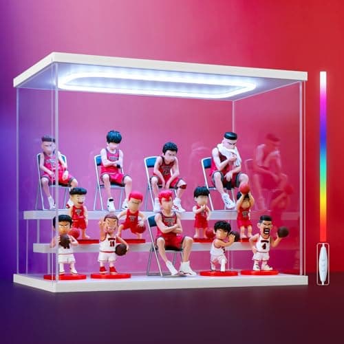 Clear Acrylic Display Case for Action Figure- Funko Pop Dustproof Showcase with Colorful Lighting, Multiple Layers for Collectibles(3 Tier-W*D*H-12.6"x7.5"x10.2"inches) - Image 1