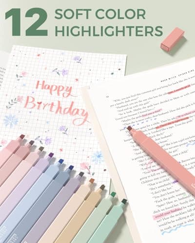 Four Candies 56 PCS Aesthetic School Supplies with Pencil Case, 6 Multicolor Pen, 12 Pastel Highlighters, 5 Gel Pens Black Ink, 9 Mechanical Pencils for Student Stationary Set Preppy Stuff (Green) - Thumbnail 6