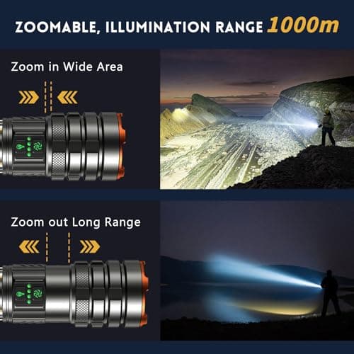 Sensawaves Rechargeable Led Flashlight, High Lumens Powerful Camping Flashlight, Super Bright Zoomable Flashlight with 11 Modes, Tactical Flashlight for Outdoor, Camping, Hiking, Emergency Use - Thumbnail 2