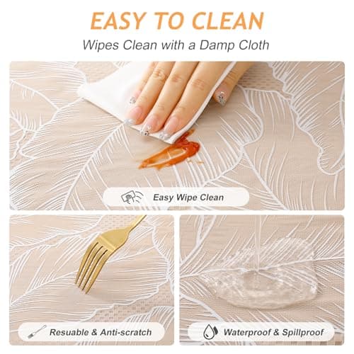 Kaixinbao Waterproof Vinyl Table Cloth,Heavy Duty PVC Rectangle Table Cover for Kitchen Dining Room,Washable & Stain Resistant Wipeable Tablecloth for Indoor/Outdoor Party,Wedding,Camping. - Thumbnail 4
