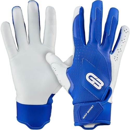 Grip Boost Baseball Batting Gloves with Boost Plus Leather – Adult and Youth Sizes for Men and Youth Players (Blue, Medium)