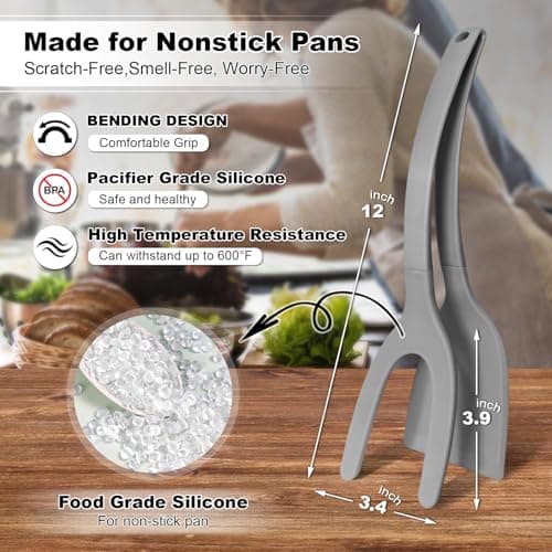 Silicone Spatula, BPA Free Kitchen Spatula, High Heat Resistant Rubber Spatulas, Ideal Kitchen Utensils for Non-Stick Pans, Sautéing, Frying, Baking, Turning and Flipping - Thumbnail 2