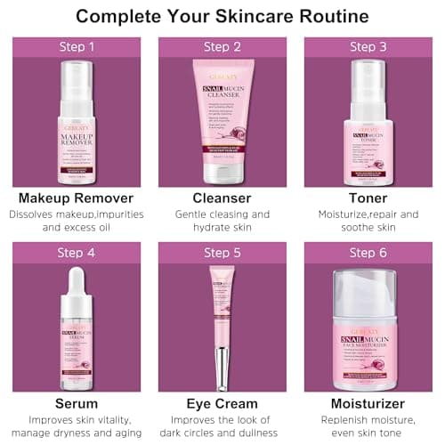 Gifts for Women,Skin Care Set,Anti-aging Moisturizing Repair Soothing Snail Mucin Serum Hydrating Facial Skin Care Routine Kit for Dull Skin & Dry Skin,Travel Skincare Gift Set Teenage Teen Girl Gifts - Thumbnail 5