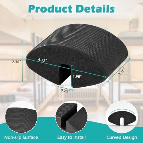 Ligebul 2 Pcs EVA Bunk Bed Ladder Pads, Dorm Bed Ladder Foot Support, Anti-Slip Loft Steps for College Safe and Comfortable Climbing, Fit College Dorm Beds Bunk Step Pads-Black - Thumbnail 2