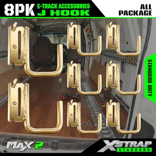 XSTRAP STANDARD 8 PCS E Track J Hooks, 2-inch Steel J Hook Mount Set Tie Down Anchor Points Pickup, Cargo Van, Enclosed Trailers, Semi-Trucks Trailer Hang Tools - Thumbnail 6
