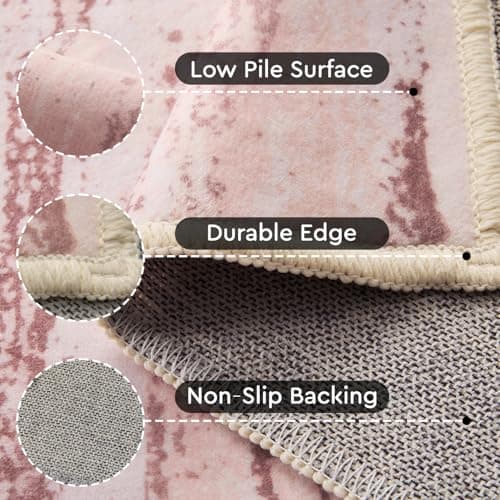 tchdio Pink Rug-8x10 Area Rugs for Living Room, Ultra Soft Washable Rugs for Bedroom Non Slip Nursery Rug, Kids Rug Playroom Carpet for Bedroom, Pink - Thumbnail 3