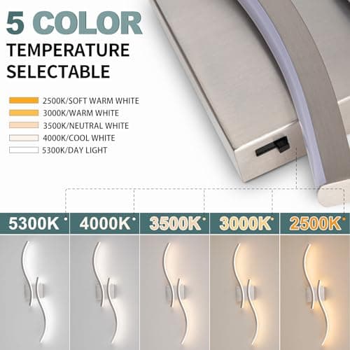 Vloitgol Bathroom Vanity Light Fixture, 32W 5CCT Dimmable Modern Led Bathroom Light Fixtures Over Mirror, Brushed Nickel LED Vanity Lighting Bar for Bathrooms (Brushed Nickel, 31.5inch) - Thumbnail 2