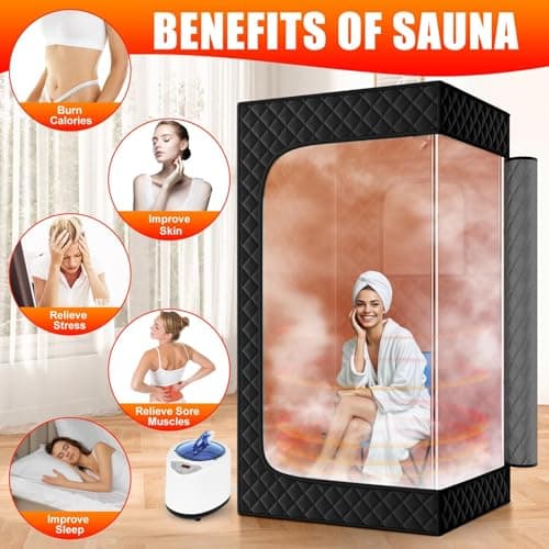 X-Vcak Upgraded Portable Sauna for Home，Relaxation, Steam Sauna for Home with Steamer, Remote Control, Folding Chair, 9 Levels - Thumbnail 4