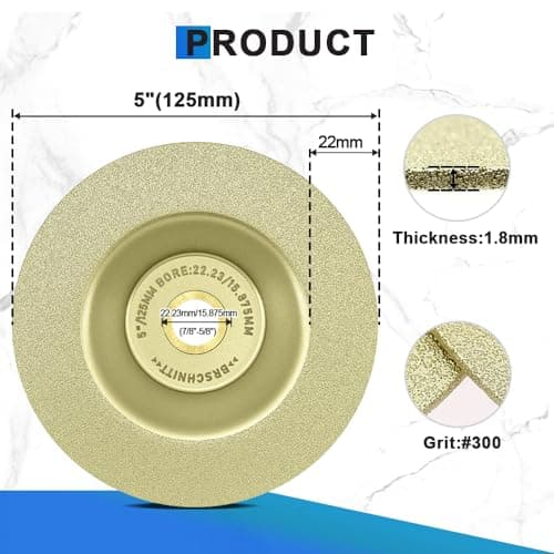 BRSCHNITT 2pcs Diamond Grinding Cup Wheel 5 Inch - Diamond Cutting Disc for Dekton Porcelain Tile Ceramic Granite Marble Grinding Disc Fits 7/8-5/8 Inch Arbor 125mm - Thumbnail 2