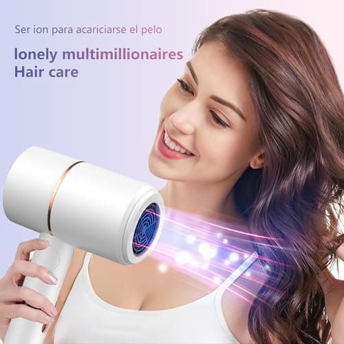 YOZTRS Foldable Ionic Hair Dryer with Diffuser, 800W Fast Drying Blow Dryer, 38000 RPM, Lightweight, Pink Blue, for Home & Travel (White) - Thumbnail 2