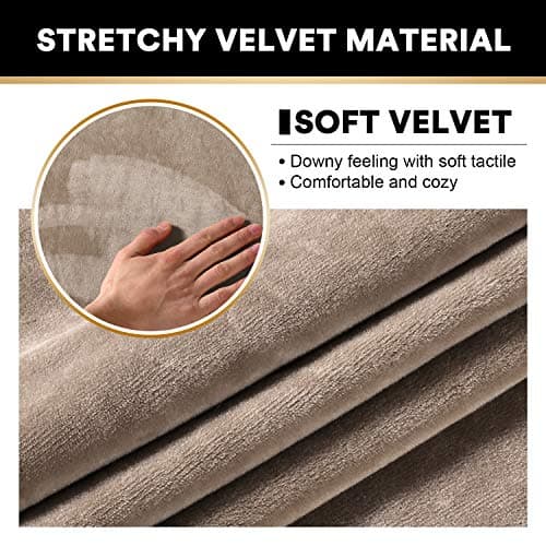 PrinceDeco Sectional Couch Covers Velvet Cushion Covers for Sectional Couch Washable Cushion Covers for Sectional Sofa Pet Friendly Sectional Sofa Slipcovers(1 Chaise Back+ 3 Sofa Back,Taupe) - Thumbnail 3