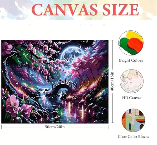 igoodom Paint by Numbers Kit for Adults Beginner, Landscape Adult Paint by Number Kits on Canvas, DIY Adults' Paint-by-Number Kits for Gift Home Wall Decor 16x12inch - Thumbnail 3