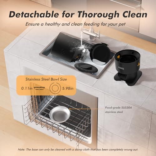 Automatic Cat Feeder - 5L Anti-Clog Cat Food Dispenser Keeps 2-15mm Dry Food Fresh, 10s Voice, 1-6 Meals/Day, Programmable Portions, 180-Day Battery Life, Easy to Clean Auto Pet Feeder for Small Dog - Thumbnail 6