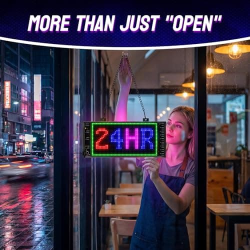 Programmable LED Open Sign,Support for Multiple Open Dynamic and Static Effects,Bluetooth APP Control, for Business Window Glass Cafes Bar - Thumbnail 5