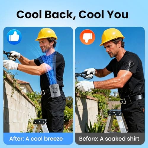 HandFun AI Portable Fan Rechargeable, 10000mAh Waist Fan with Flashlight [18H Working Time], 3 Speeds Strong Airflow Wearable Personal Clip on Shirt for Outdoor, Jobsite, Farms, Traveling, Fishing - Thumbnail 3