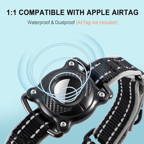 LLUAII Airtag Dog Collar, Reflective Martingale Dog Collar with IP68 Waterproof Airtag Holder, Quick Release Buckle Soft Padded Collars for Small Dogs, Black - Thumbnail 3