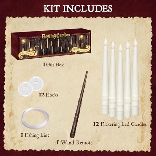 Halloween Decorations - Floating Candles with Wand - 12 Pcs Magic Flickering Warm Light Flameless Floating LED Candle Christmas Decor - Stocking Stuffers for Indoor Classroom Bedroom Party - Thumbnail 2