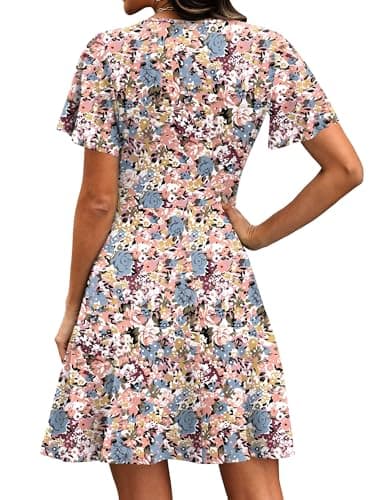 RUMIA Summer Dresses for Women 2026 Fashion Beach Vacation Clothes Easter Sundresses for Spring Floral Pink Blue L - Thumbnail 5