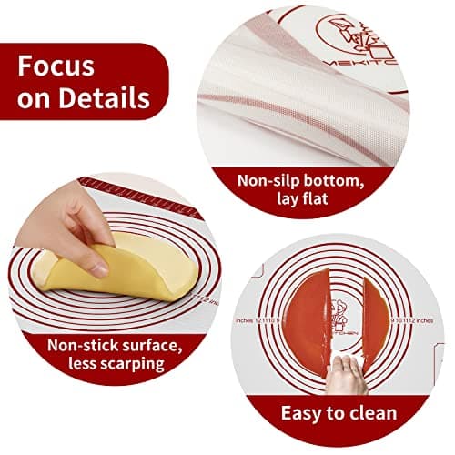 Silicone Baking Mat, Non Stick Pastry Mat Sheet for Dough Rolling, Nonslip Fondant/Pie Crust Mat, Counter Mat Oven Liner Mat for Making Cookies Macarons Bread Baking Supplies Extra Large 26 x 16 Inch - Thumbnail 5