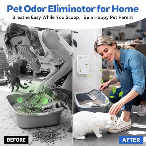Cat Litter Deodorizer, Cat Odor Eliminator for Home, Litter Box Deodorizer, Quiet Portable Plug In Air Purifiers for Bedroom, Kitchen, Bathroom, Office, Air Ionizers for Smoke, Formaldehyde, Dust - Thumbnail 4