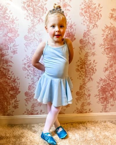 Stelle Toddler Ballet Leotards for Girls,Dance Leotard for Girls,Camisole Toddler Ballet Outfit for Studio Outdoor Daily Wear, Blue 6-7 Years - Thumbnail 6