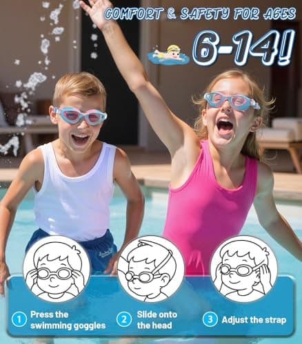 HIGAHY Swim Goggles for Kids 6-14, Anti-Fog UV Protection Clear Swimming Goggles, Leakproof Pool Swim Goggles for Boys Girls - Thumbnail 5