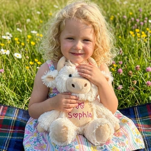 MYPHNEX Personalized Highland Cow Stuffed Animal for Girls, Custom Plush Highland Cow Baby Stuff with Name, Toys for 1 2 3 Year Old Baby Girl Boy, Customized Birthday Gifts for Infant Toddler Newborn - Thumbnail 2