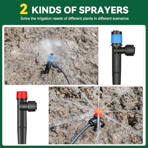 Drip Irrigation System for Garden, 2026-Upgraded Quick Connect Garden Watering Kit All-in-One with 1/2 inch 1/4 inch Irrigation Tubing for Garden, Lawn, Greenhouse, Raised Beds (126FT) - Thumbnail 3