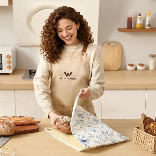 Wide Zipper Access Cotton &Beeswax Bags for Homemade Bread 2 Pack XL Reusable Beeswax Bread Bags for Homemade Bread Freezer Organic Cotton Food Storage Bags to Keep Fresh - Thumbnail 2