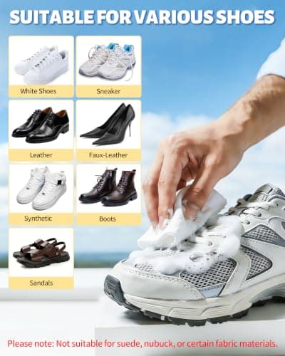 Jevvu Shoe Cleaner, Sneaker Cleaner Kit with Brush and Towel, Deep Clean Shoe Cleaning Kit for White Shoes, Leather and Rubber - Thumbnail 5