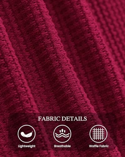 PRETTYGARDEN Womens Tops 2026 Spring Long Sleeve Fitted T Shirts Waffle Ruched Crop Shirt Basic Knit Workout Y2k Clothes(Burgundy,XX-Large) - Thumbnail 6