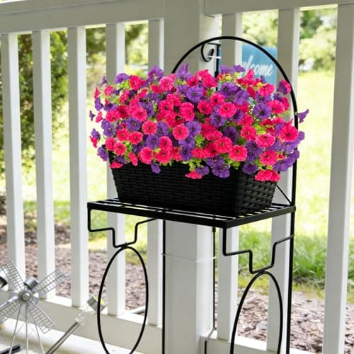 ADXORA 12 Bundles Morning Glory Artificial Flowers for Outdoor Decoration UV Resistant Fake Plastic Plants Artificial Greenery for Indoor Outdoor Garden Patio Window Box Home Decor - Thumbnail 6