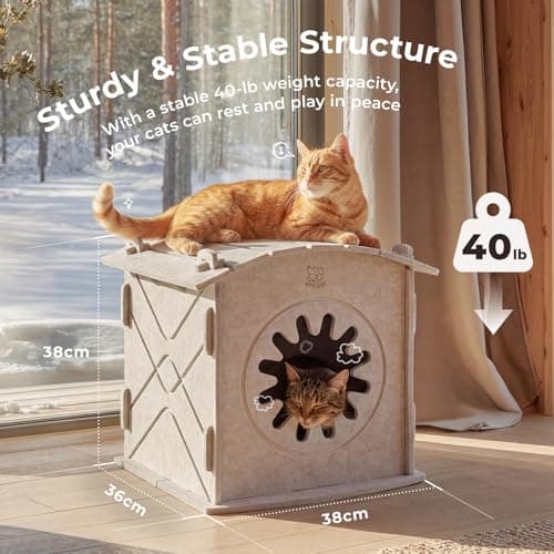 Apasiri Cat Houses for Indoor Cats: Felt Cat House Cave Cathouse, Scratch-Resistant Warm Insulated Covered, Hideaway Tent for Anxiety Relief Gift - Thumbnail 5