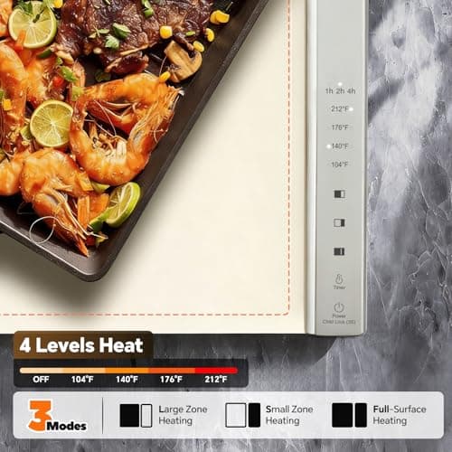Electric Food Warming Mat with Dual-Zone Temp Control, Rollable Silicone - Thumbnail 3