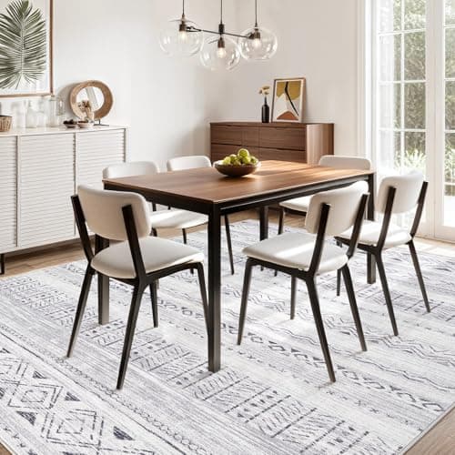 cotiled 5x7 Area Rug Living Room: Washable Boho Rugs with Non Slip Backing Large Soft Indoor Stain Resistant Carpet for Bedroom Farmhouse Dining Room Lightweight Home Decor Dark Grey - Thumbnail 5