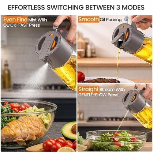 Costop Professional 500ml Glass Oil Sprayer - 3-in-1 Kitchen Tool: Fine Mist, Stream & Pour | Leak-Proof Design for Air Fryer, BBQ & Cooking | BPA-Free - Thumbnail 2