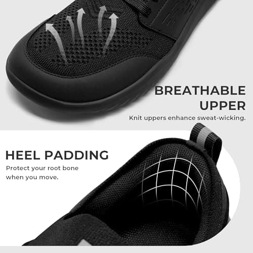AIRHAS Mens Barefoot Shoes with Wide Toe Box Gym Workout Sneakers for Men Zero Drop Cross Training Shoes(Black,9.0) - Thumbnail 6