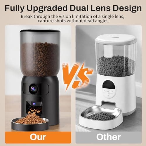 Voxblend Automatic Cat Feeder with Dual Camera, 5G WiFi App Control: 5L Automatic Dog Food Storage Container with 2K HD Video and Laser Pet Toy, Dual Power Timed Smart Pet Food Dispenser for Cats&Dogs - Thumbnail 3