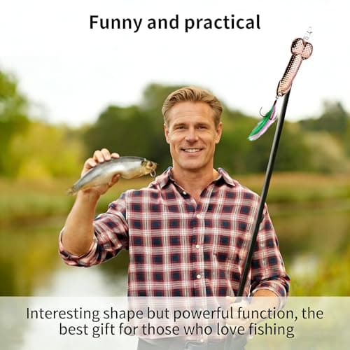 4Pcs Rose Gold Fishing Lures - Metal Luminous Sequin Spoon Lures with Sharp Treble Hooks, Funny Gag Gift for Men, Father's Day/White Elephant Gift for Anglers, Suitable for Bass & Trout - Thumbnail 3