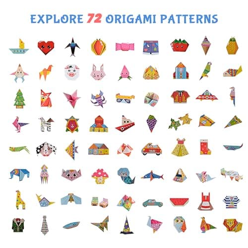 Origami Kit for Kids Ages 5-16, 212 Sheets with 72 Patterns & Instruction Book | Origami Paper Kit for Beginners & Advanced | Arts & Crafts Toys for Girls & Boys Ages 8-12 | Birthday & Christmas Gifts - Thumbnail 2