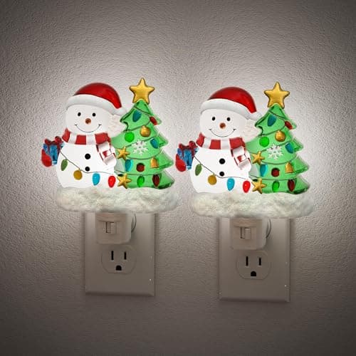 JandCase Christmas Tree & Snowman Night Light, 5000K Night Lights Plug into Wall,Cute & Funny Christmas Night Light for Kids, Nightlights with 360° Rotatable for Home Party Decor,2 Pack - Image 1