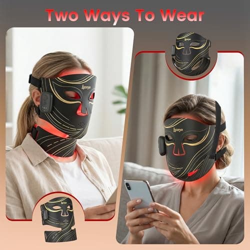 Wireless Red Light Therapy Mask for Face, Anti-Wrinkle & Acne Treatment for Full Face, Chin & Neck, 850nm Infrared Portable LED Face Mask for Home & Travel Use, Ideal Skincare Gifts for Women - Thumbnail 3