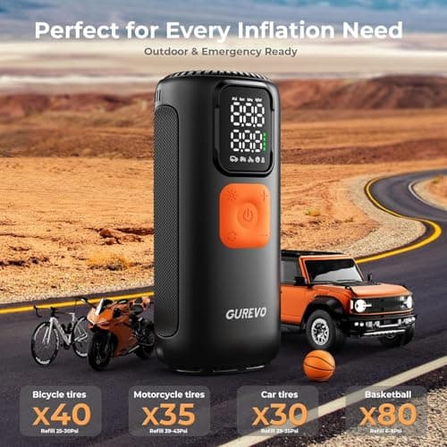 Tire Inflator Portable Air Compressor, 22 Cylinder & 6X Faster Inflation, 160 PSI Tire Pump with Digital Pressure Gauge, Auto Shut-Off, Air Pump for Car, Truck, Motorcycle, Bicycle, Ball - Thumbnail 3