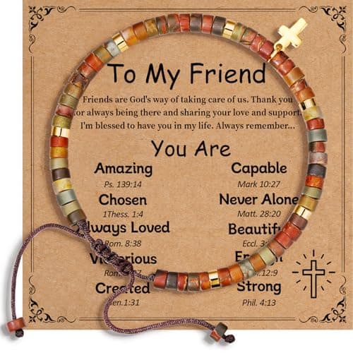 Esrial Cross Bracelet Inspirational Gifts for Women,Healing Natural Stone Bracelets Spiritual Birthday Gifts for Women Sister (Friend) - Image 1