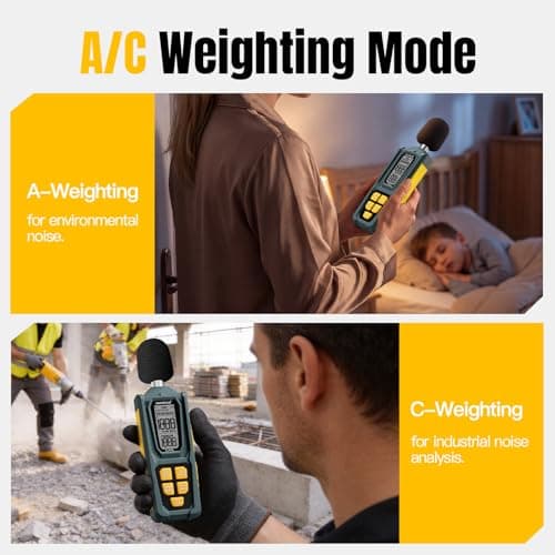 Decibel Meter, Goldeep SL750A Digital Sound Level Meter 30-130dB, A/C Weighted DB Meter with dB/SONE, Fast/Slow, MAX/MIN, LCD Sound Meter for Home, Office, Factory, Neighbor Noise - Ginger Yellow - Thumbnail 4