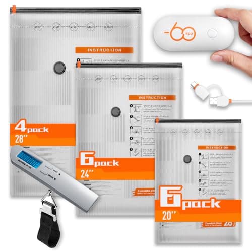 16 Packs Vacuum Seal Bags with USB/Type-C Pump, 3 Sizes Travel Vacuum Storage Bags for Clothing, Vacuum Packing Bags for Closet Organization, Bedding & Seasonal Storage