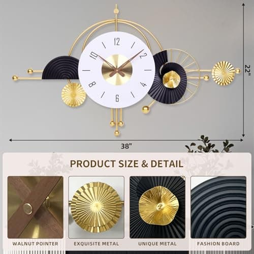 38x22 Inch Modern Silent Wall Clock, Oversized Statement Decor for Entryway - Thumbnail 2
